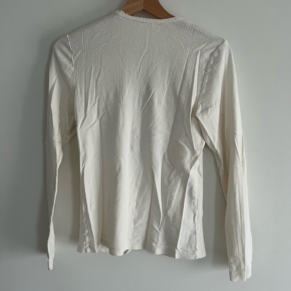 Doen Cream Long Sleeve Button Down Shirt with Mandarin Collar - Picture 3 of 3
